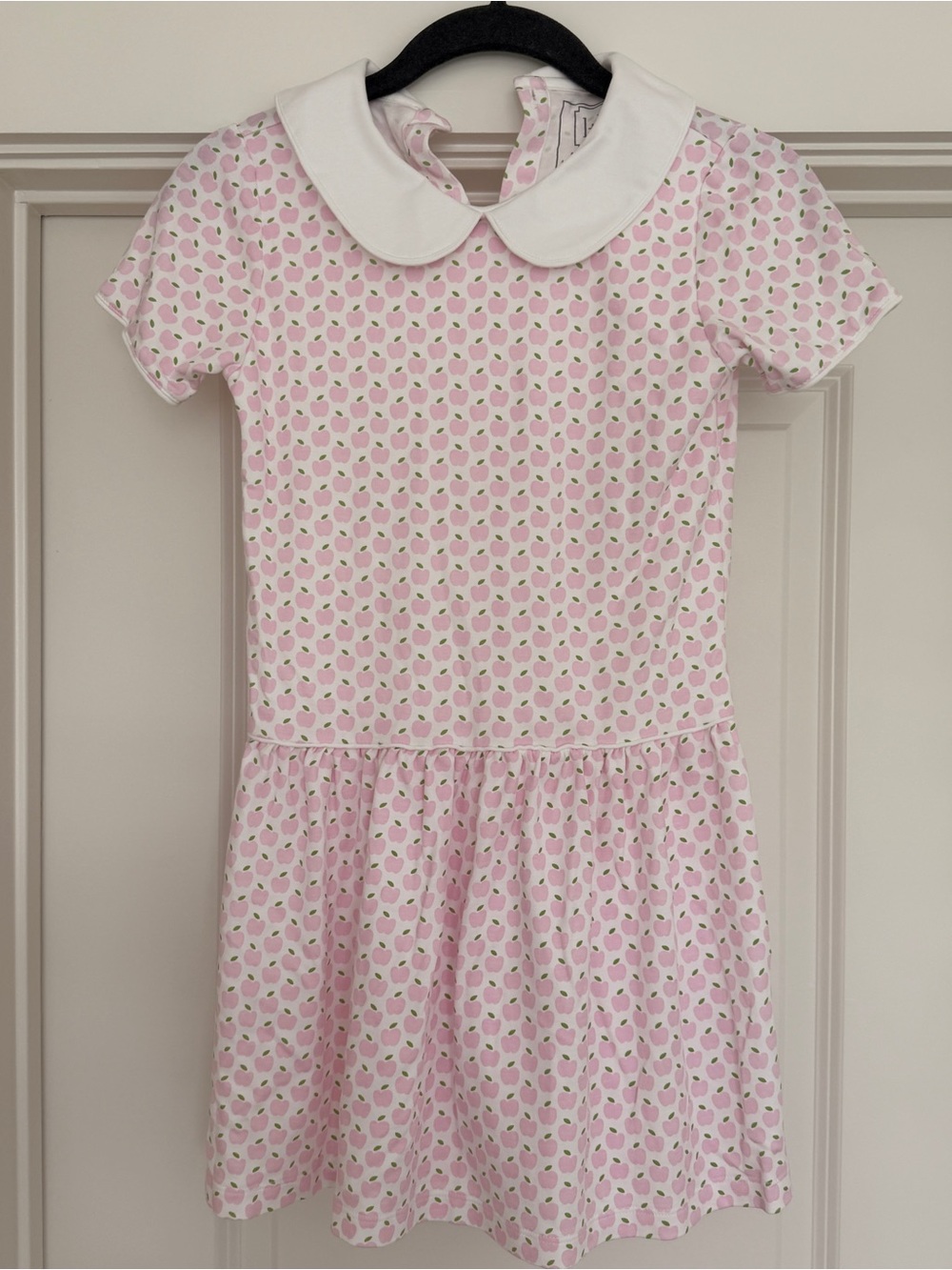 Classic Pink Apple-Print Peter Pan Collar Kids Dress